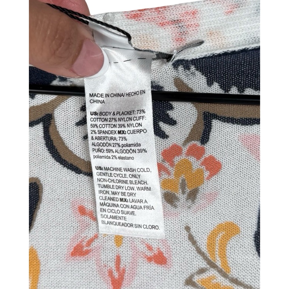 Chicos Scroll Sun Iron Cardigan Nectarine Floral Print Open‎ Front Size 4 NWT - Picture 5 of 5